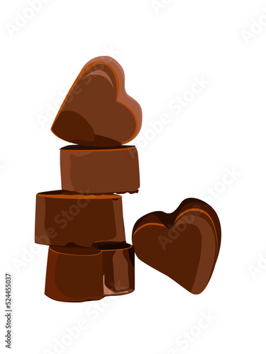 Love shape chocolate desserts vector illustration design element
