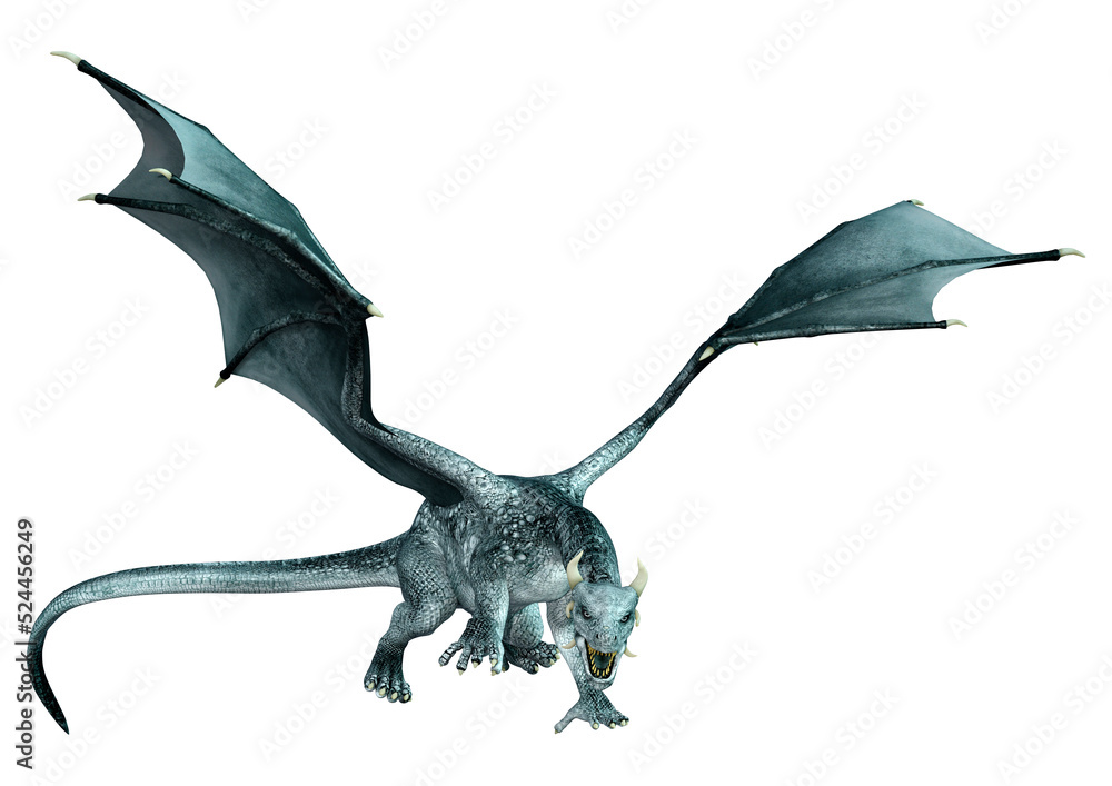 Fototapeta premium 3D Rendering Fairy Tale Dragon on White