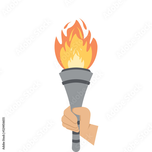 Torch Light Holding By One Right Hand Fire fiery flame bright fireball flames Torchlight Red