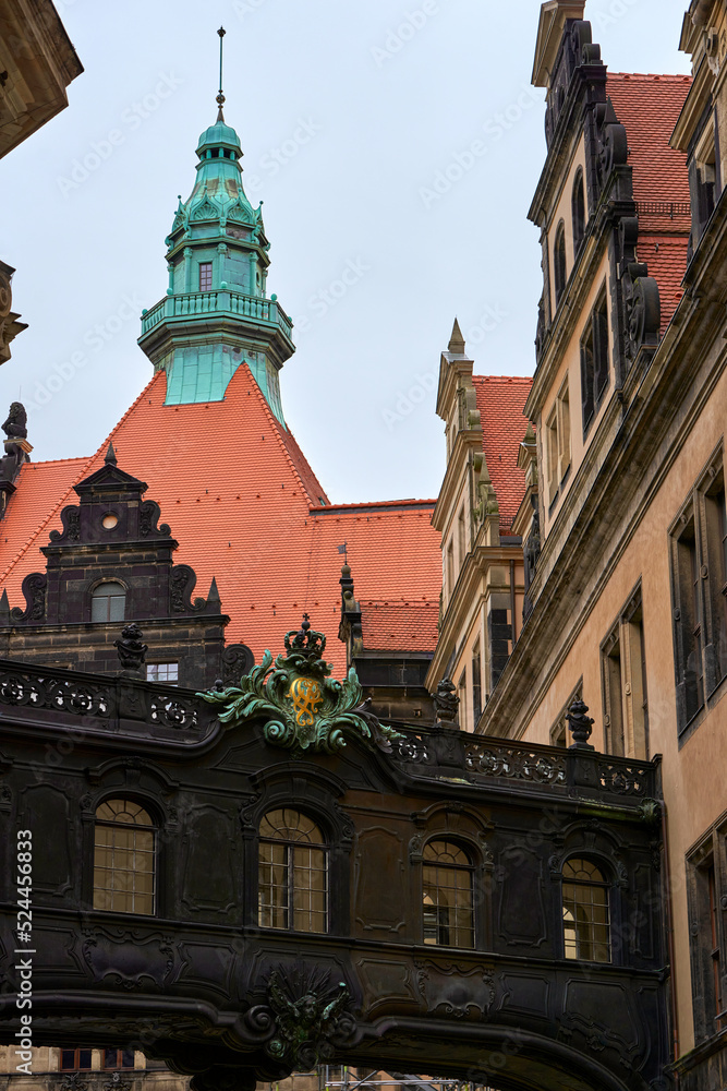 Architectural fragment in the city center. Dresden, Germany