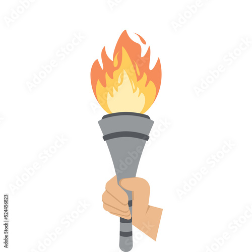 Torch Light Holding By One Right Hand Fire fiery flame bright fireball flames Torchlight Red