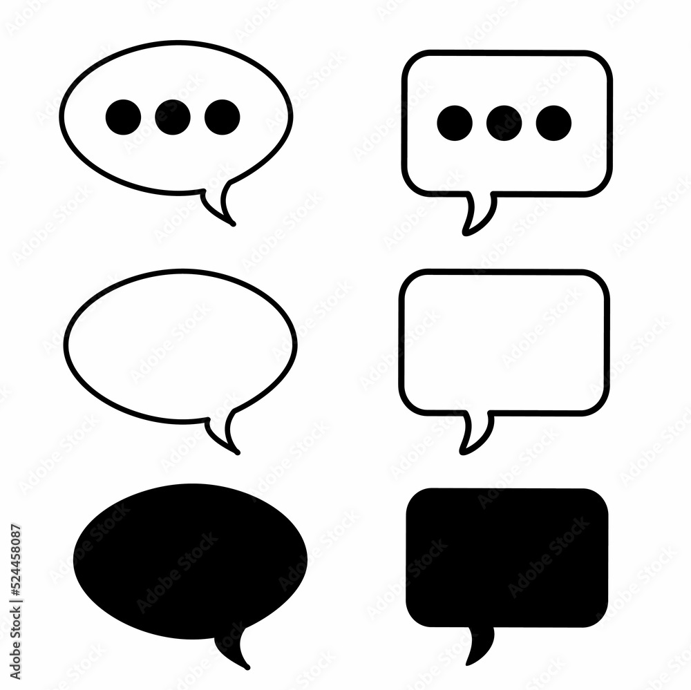 set of illustration of message icons and speech bubble isolated on white background set of illustration of message icons and speech bubble isolated on white background