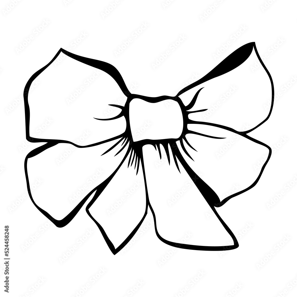 Bow - hand drawn illustration of a decorative element - bow, vector, ink sketch, decoration for gifts or Christmas Bow - hand drawn illustration of a decorative element - bow, vector, ink sketch, decoration for gifts or Christmas