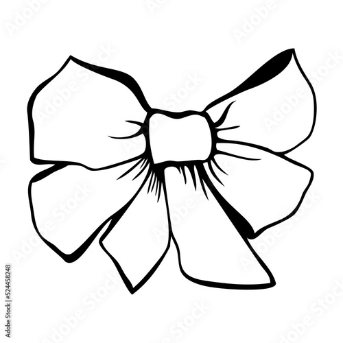 Bow - hand drawn illustration of a decorative element - bow, vector, ink sketch, decoration for gifts or Christmas