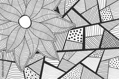 Abstract vector sketch doodle flower hand draw.