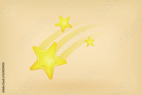 Shining shooting stars emoji. Realistic icon. Isolated vector