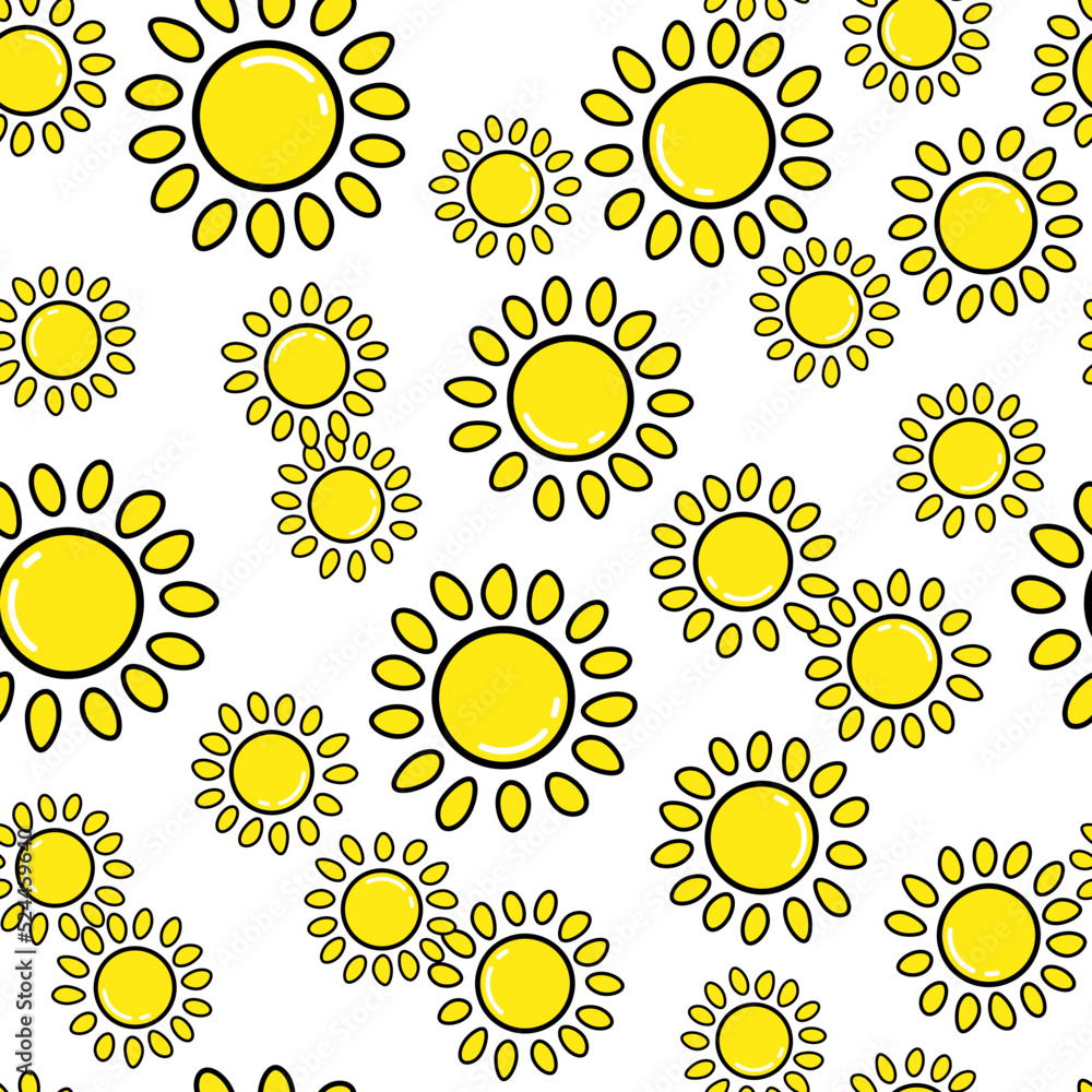 Sun seamless pattern on white background. Paper print design. Abstract retro vector illustration. Trendy textile, fabric, wrapping. Modern space decoration. Sun seamless pattern on white background. Paper print design. Abstract retro vector illustration. Trendy textile, fabric, wrapping. Modern space decoration.