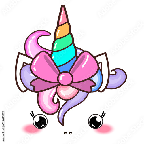 Kawaii cute unicorn horn, funny colorful cartoon.