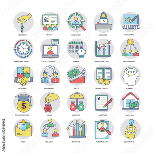 A Pack Of Flat Business Icons 

