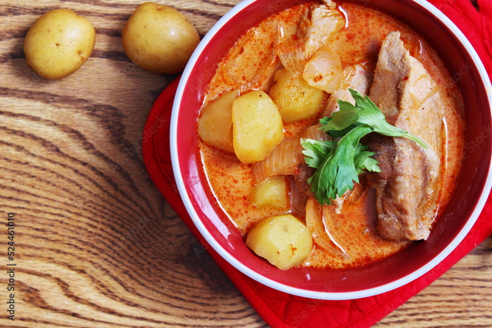 Massaman curry, the food of Thailand, the best type of food. curry, spicy food, coconut milk food Massaman curry, the food of Thailand, the best type of food. curry, spicy food, coconut milk food