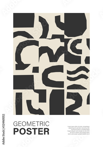 Minimal wall art poster with abstract shapes composition collage