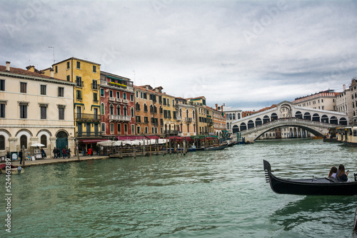 View of the Grand Canal and ancient buildings at Venice  Veneto  Italy.