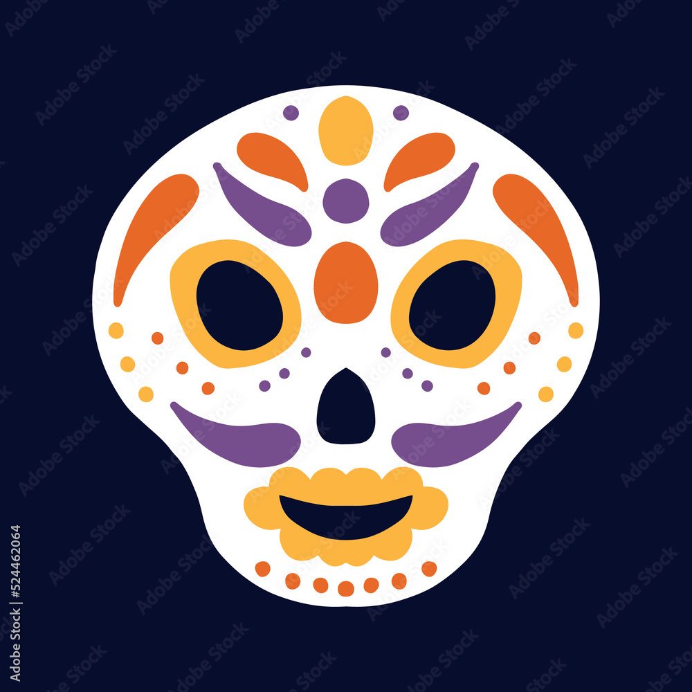 Dia de muertos. The day of the Dead. Skull with ornaments for the day of the dead. Vector illustration. Dia de muertos. The day of the Dead. Skull with ornaments for the day of the dead. Vector illustration.