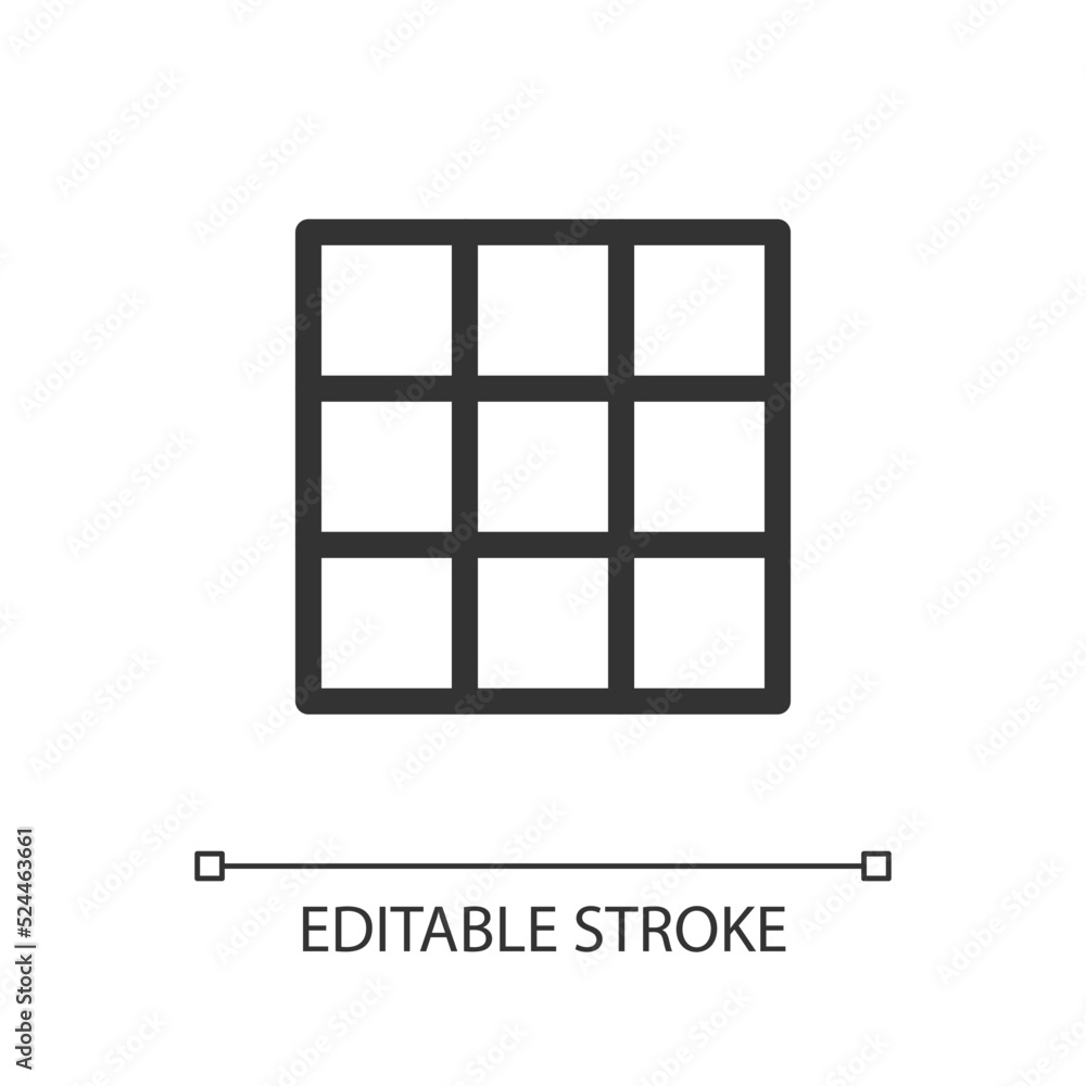 Rule of thirds grid pixel perfect linear ui icon. Photo composition. Dividing picture. GUI, UX design. Outline isolated user interface element for app and web. Editable stroke. Arial font used Rule of thirds grid pixel perfect linear ui icon. Photo composition. Dividing picture. GUI, UX design. Outline isolated user interface element for app and web. Editable stroke. Arial font used