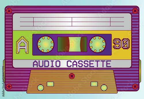 Vintage audio cassette from the 90s. Nostalgia in vector format