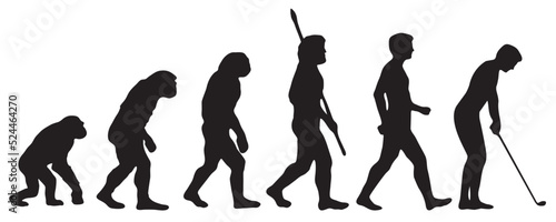 Fotografiet Evolution of the human to the golf