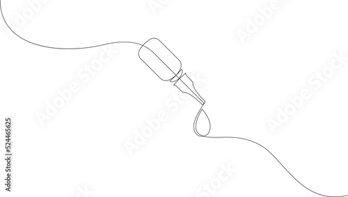 Continuous one line drawing. Cosmetics, oils or medical drops. Vector illustration.