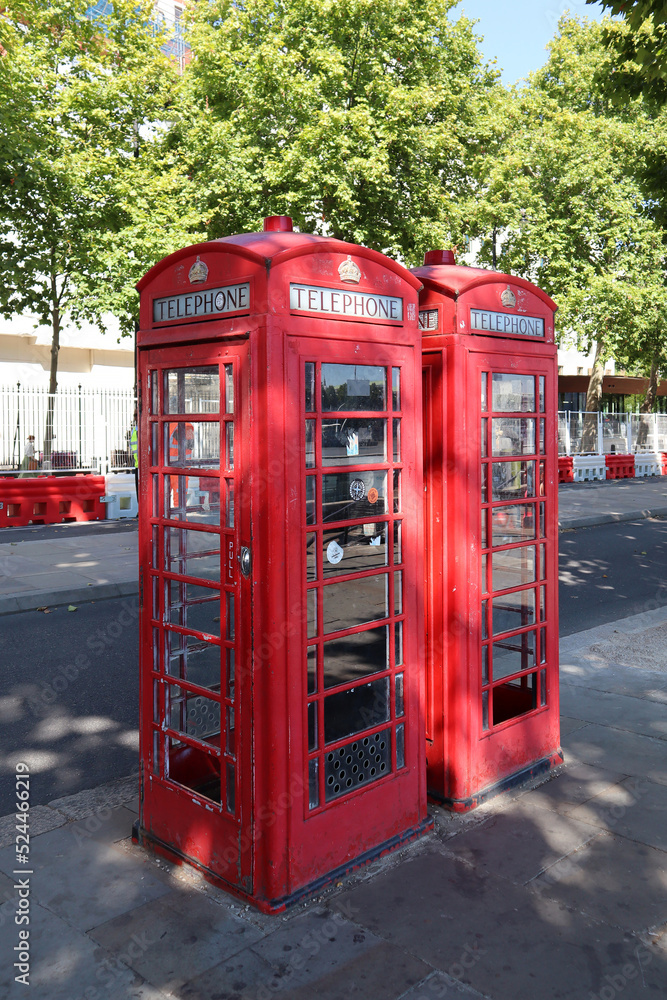 The famous red telephone boxbooths in London The famous red telephone boxbooths in London