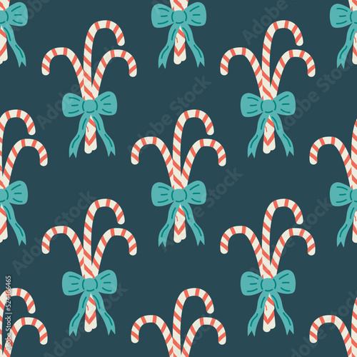 Seamless candy cane pattern. Flat vector illustration