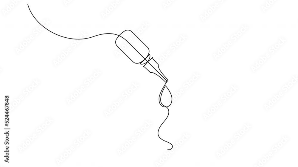 Ear drops continuous one line self drawing animation. Earwax removing. Ear inflammations