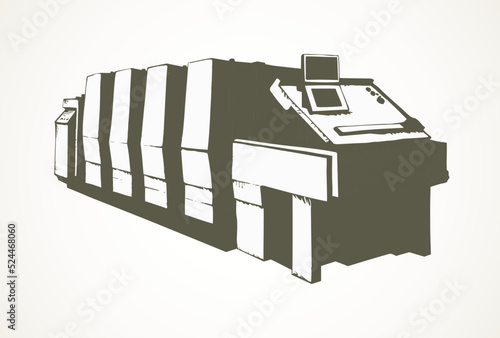 Modern printing press.Vector sketch