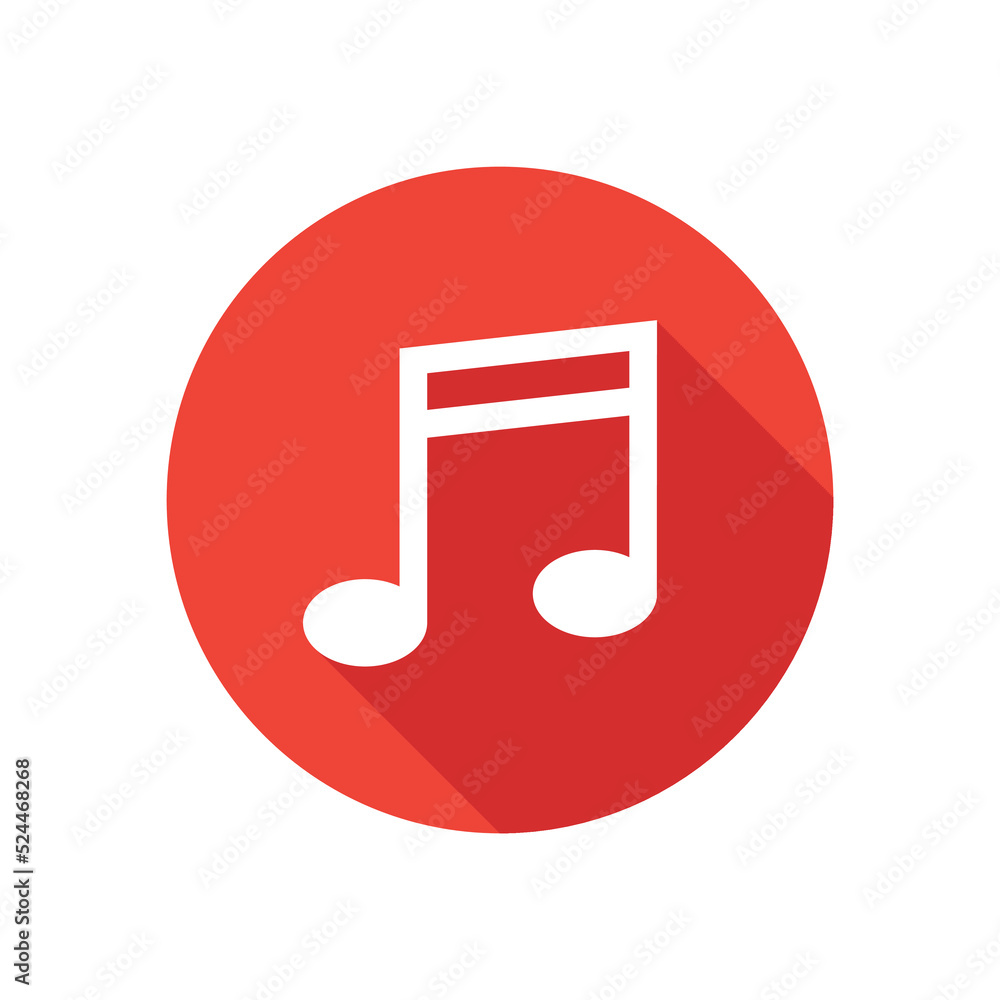Music note icon with long shadow effect. Vector illustration. Music note icon with long shadow effect. Vector illustration.