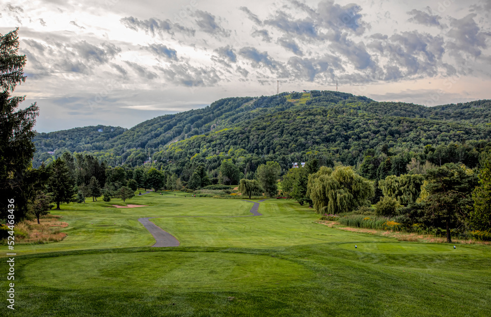 Golf Chateau Bromont on a beautiful summer day at the foot of Mont Bromont  