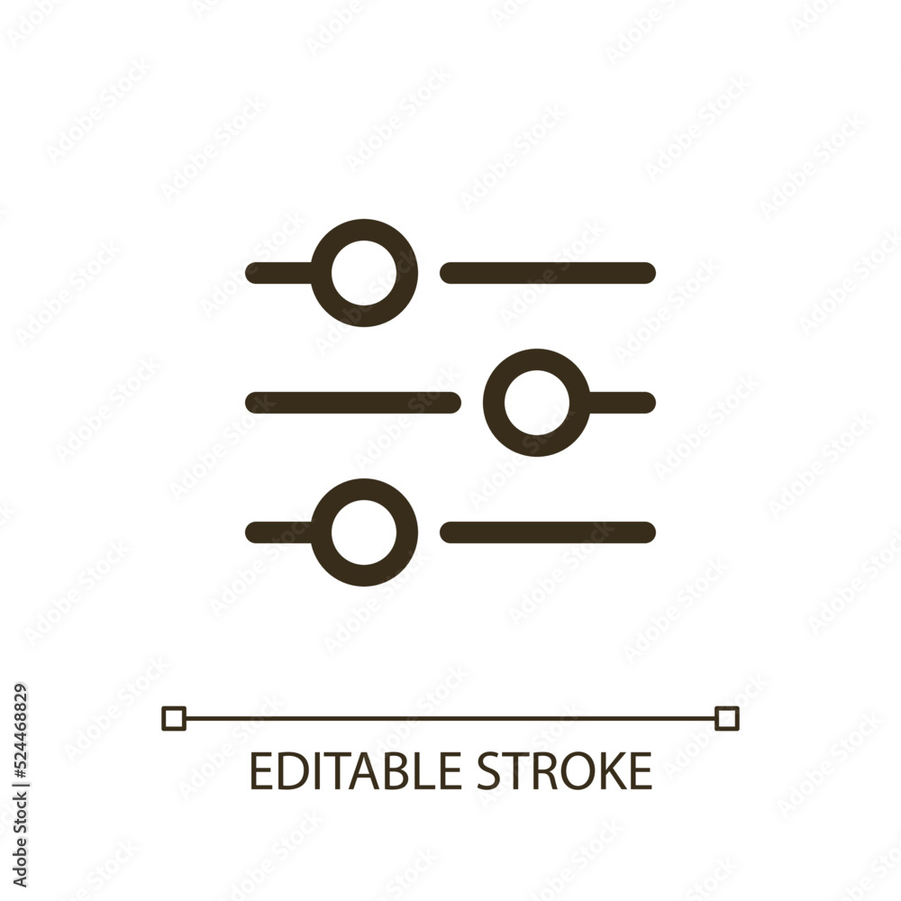 Adjustments pixel perfect RGB color ui icon. Photo and video editing. Simple filled line element. GUI, UX design for mobile app. Vector isolated pictogram. Editable stroke. Arial font used Adjustments pixel perfect RGB color ui icon. Photo and video editing. Simple filled line element. GUI, UX design for mobile app. Vector isolated pictogram. Editable stroke. Arial font used