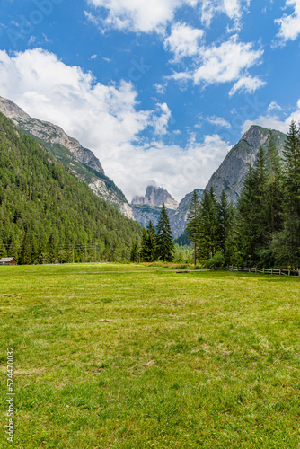 Scenic Image of mountains. View of Tre Chime di Lavaredo Nature Park, Dolomites Alps, Italy Alpine mountain landscape with bright peaks, Misurina, Cortina d'Ampezzo, Italy.