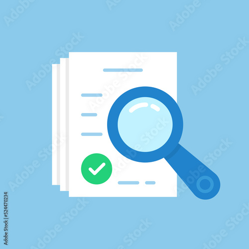 easy assessment icon with blue cartoon loupe