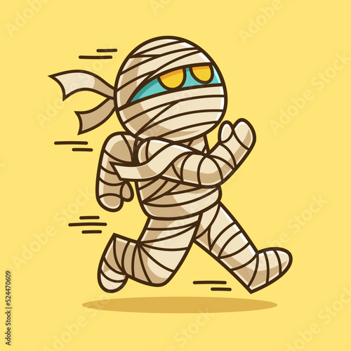 Running Mummy Cartoon Character Illustration