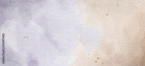 Abstract vector horizontal background with watercolor spots of purple and beige tones.