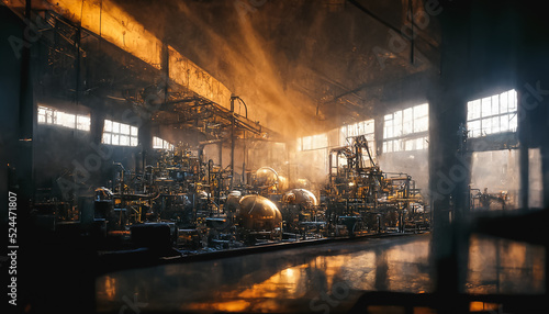 Fotografie, Obraz an old metal factory background, 3d illustrator image.