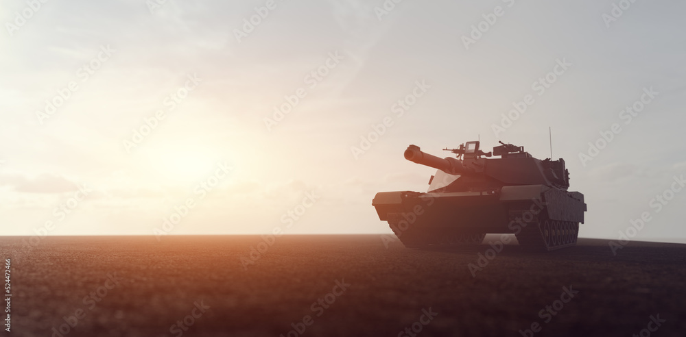 Obraz premium Military tank in combat on the field