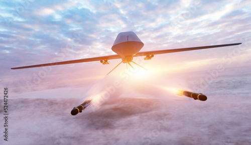 Fotografia Military combat drone UAV launching missiles