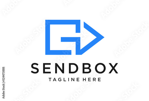 logistic logo design with box letter G and arrow icon vector template..