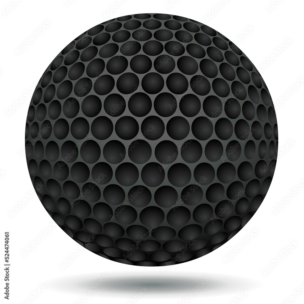 Black golf ball on white background Black golf ball on white background