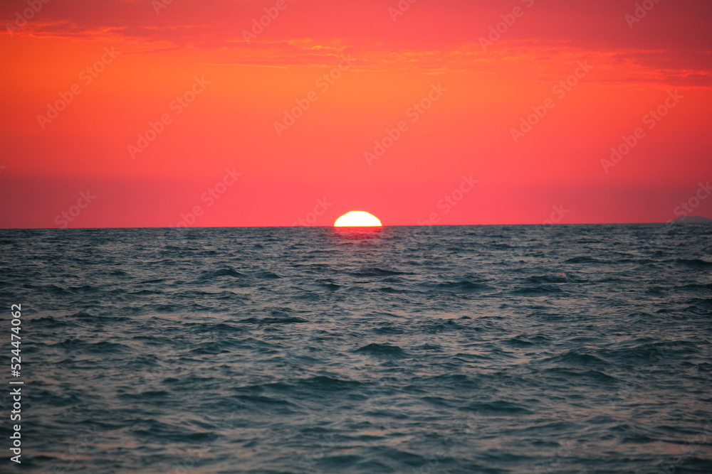 bright pink sunset over the black sea