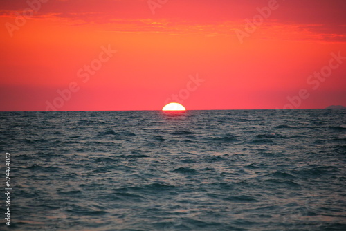 bright pink sunset over the black sea