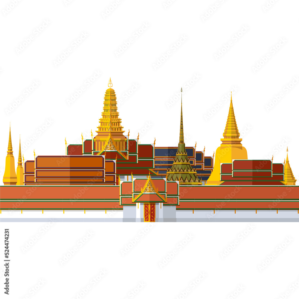 Naklejka premium The Most Beautiful Places To Visit In Thailand in flat style.