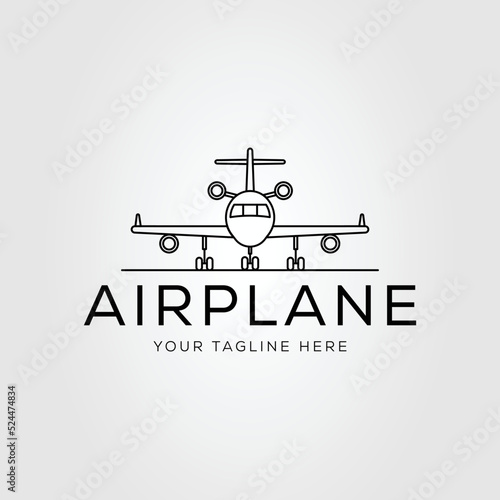 landing plane or airplane or aircraft logo vector illustration design
