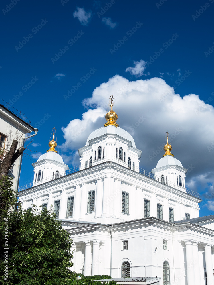 Kazan Cathedral of Kazan Convent under blue sky in Yaroslavl city on sunny summer day
