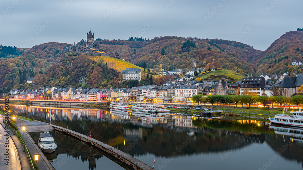 Cochem Imperial castle on the Moselle river, Germany