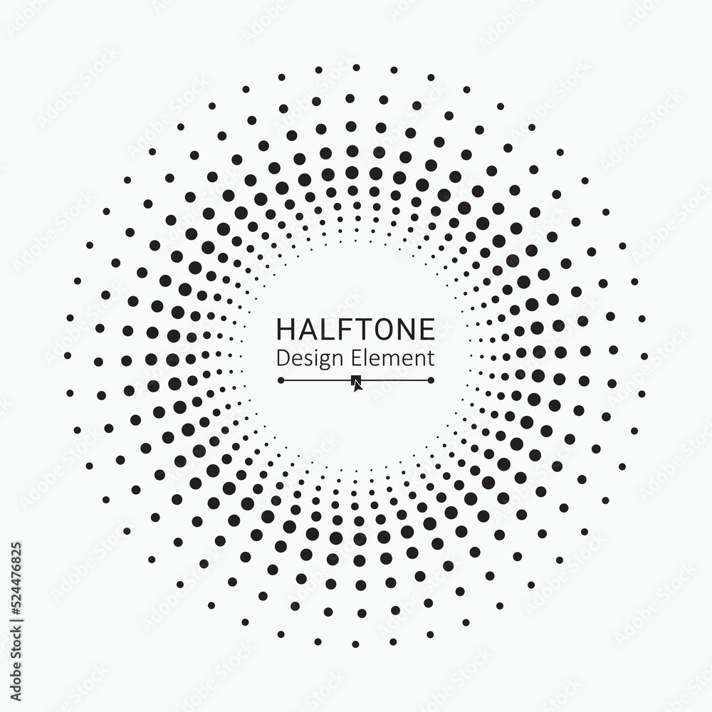 Halftone abstract spiral circular element. Halftone logo design. Vector art. Design element for various purposes. Halftone abstract spiral circular element. Halftone logo design. Vector art. Design element for various purposes.