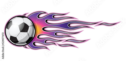Tribal Fire flame vector graphic with football soccer ball icon logo temlate
