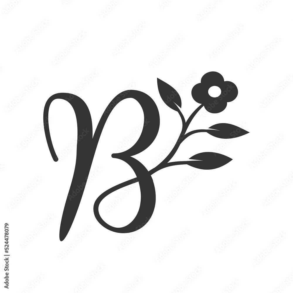 letter B connected with flower icon vector illustration letter B connected with flower icon vector illustration