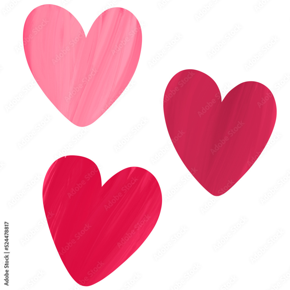 Cute oil paint heart and love clipart.