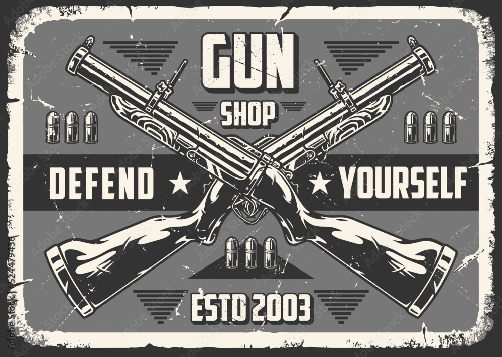 Gun shop monochrome vintage emblem