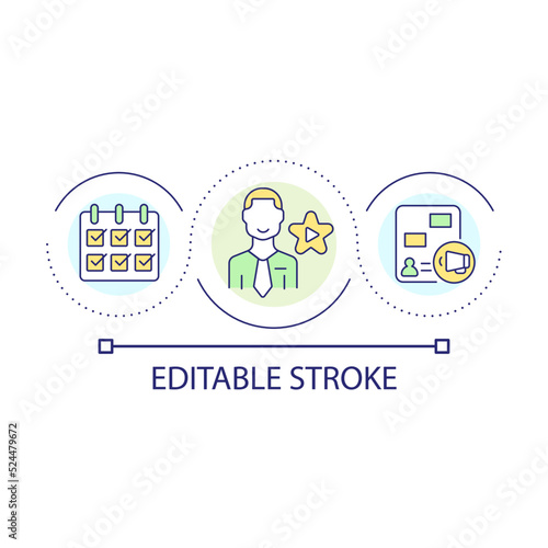 Career promotion in short term loop concept icon. Course of professional success. Human resources abstract idea thin line illustration. Isolated outline drawing. Editable stroke. Arial font used