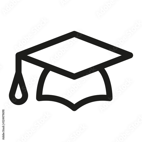 Graduation or graduate line icon. Student cap, outline education vector illustration